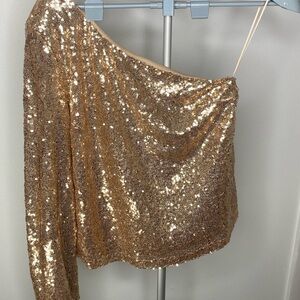 Sugarlips Gold Sequin Asymmetrical One-Shoulder Skirt
